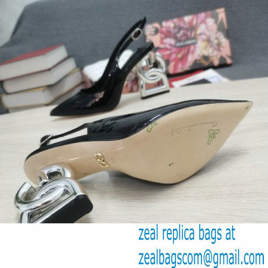 Dolce  &  Gabbana Heel 10.5cm Slingbacks Patent Black with DG Heel 2022
